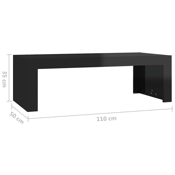 Măsuță de cafea, negru extralucios, 110x50x35 cm lemn prelucrat WALTI