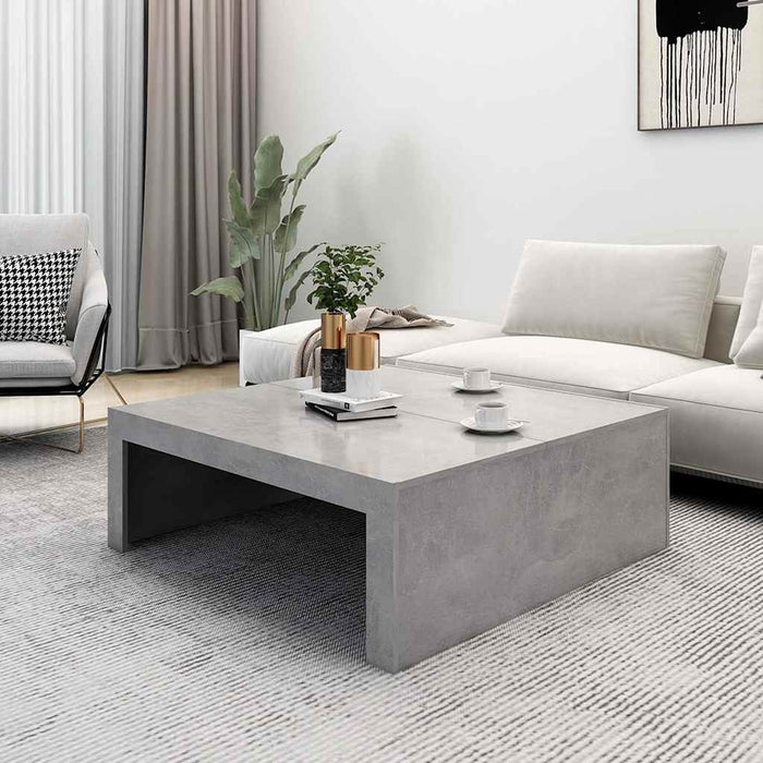 Măsuță de cafea, gri beton, 100x100x35 cm, lemn prelucrat WALTI