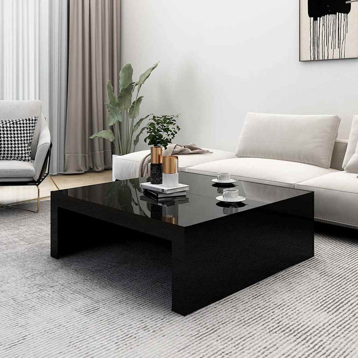 Măsuță de cafea negru extralucios 100x100x35 cm lemn prelucrat WALTI