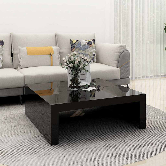 Măsuță de cafea negru extralucios 100x100x35 cm lemn prelucrat WALTI