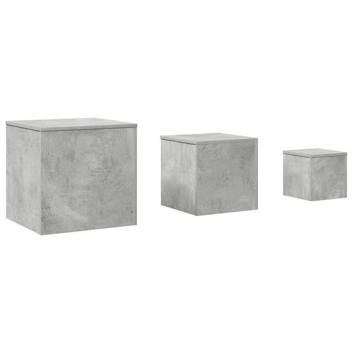 Mese laterale, 3 buc., gri beton, lemn compozit - WALTI WALTI
