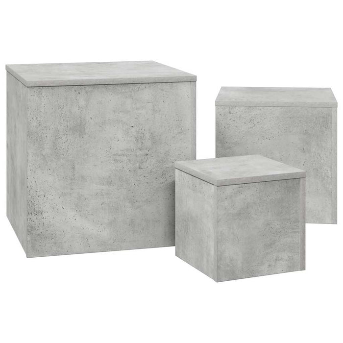 Mese laterale, 3 buc., gri beton, lemn compozit - WALTI WALTI
