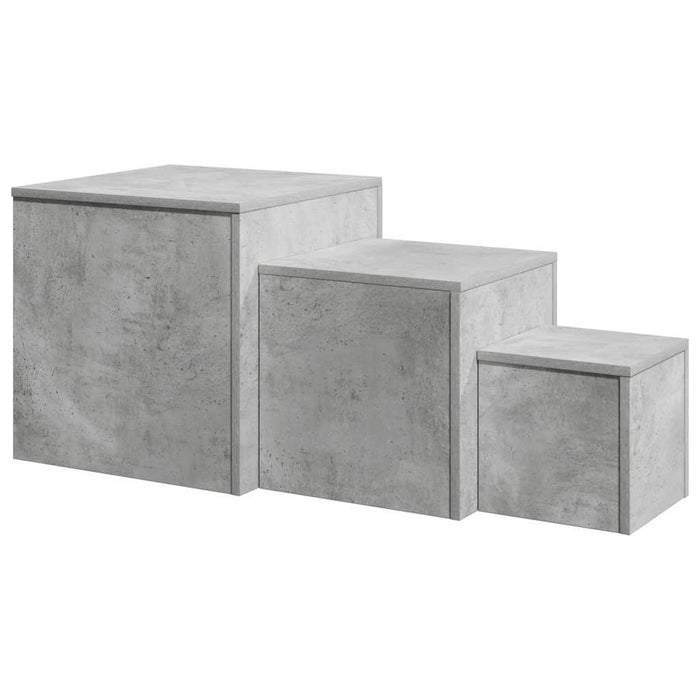 Mese laterale, 3 buc., gri beton, lemn compozit - WALTI WALTI