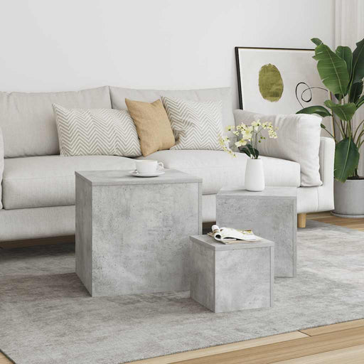 Mese laterale, 3 buc., gri beton, lemn compozit - WALTI WALTI