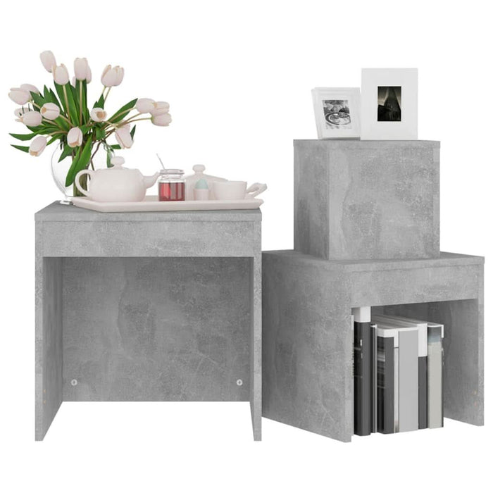 Mese suprapuse, 3 buc., gri beton, lemn prelucrat - WALTI WALTI