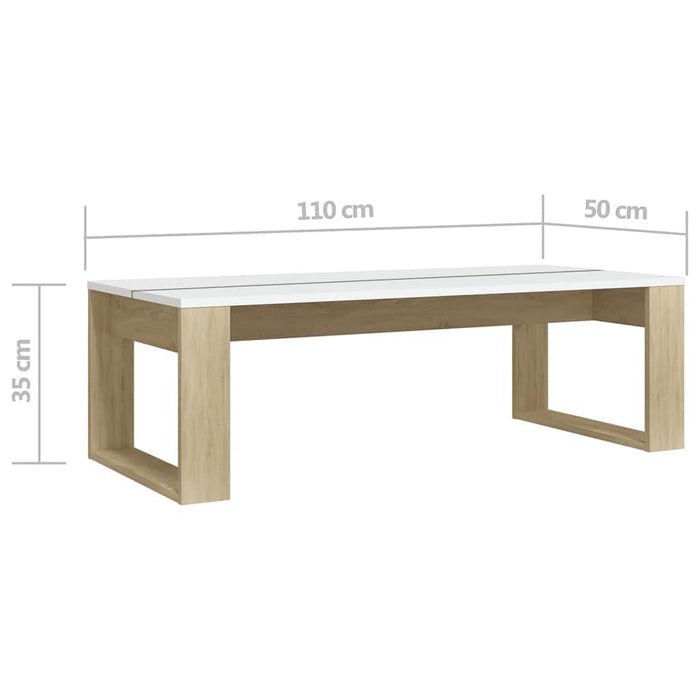 Măsuță de cafea stejar sonoma / alb 110x50x35 cm lemn prelucrat WALTI