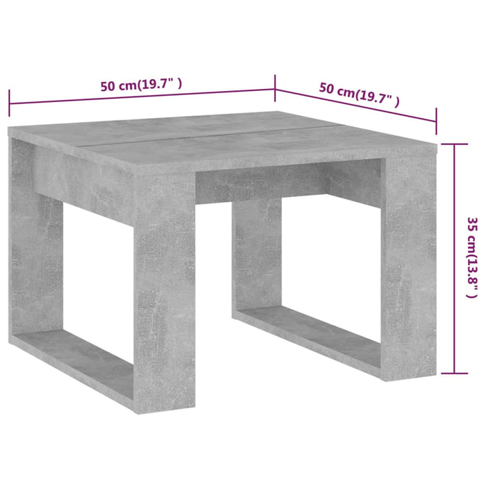 Masă laterală, gri beton, 50x50x35 cm, PAL - WALTI WALTI