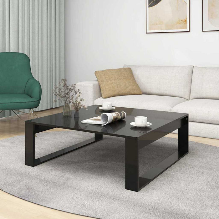 Măsuță de cafea negru extralucios 100x100x35 cm lemn prelucrat WALTI