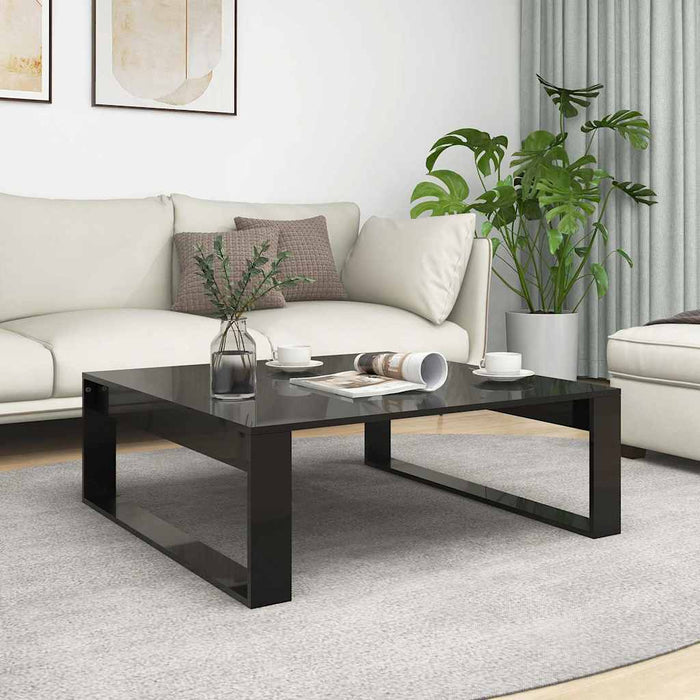 Măsuță de cafea negru extralucios 100x100x35 cm lemn prelucrat WALTI
