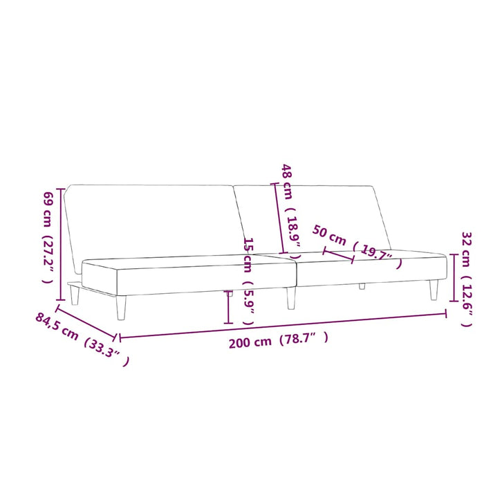 Canapea extensibilă cu 2 locuri, gri taupe, textil WALTI