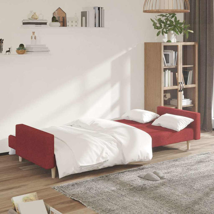 Canapea extensibilă cu 2 locuri, roșu vin, material textil WALTI