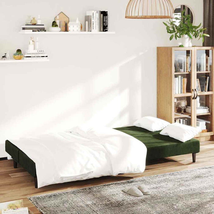 Canapea extensibilă cu 2 locuri, verde închis, catifea WALTI