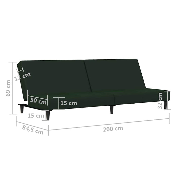 Canapea extensibilă cu 2 locuri, verde închis, catifea WALTI