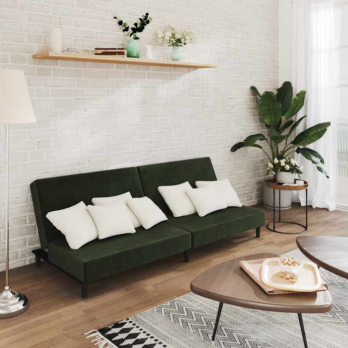 Canapea extensibilă cu 2 locuri, verde închis, catifea WALTI