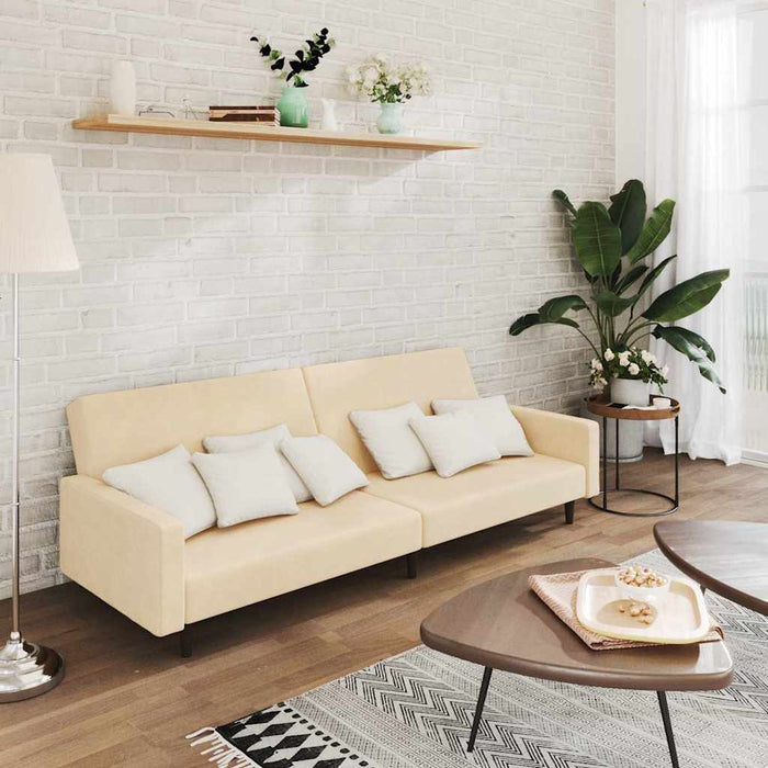 Canapea extensibilă cu 2 locuri, crem, catifea WALTI
