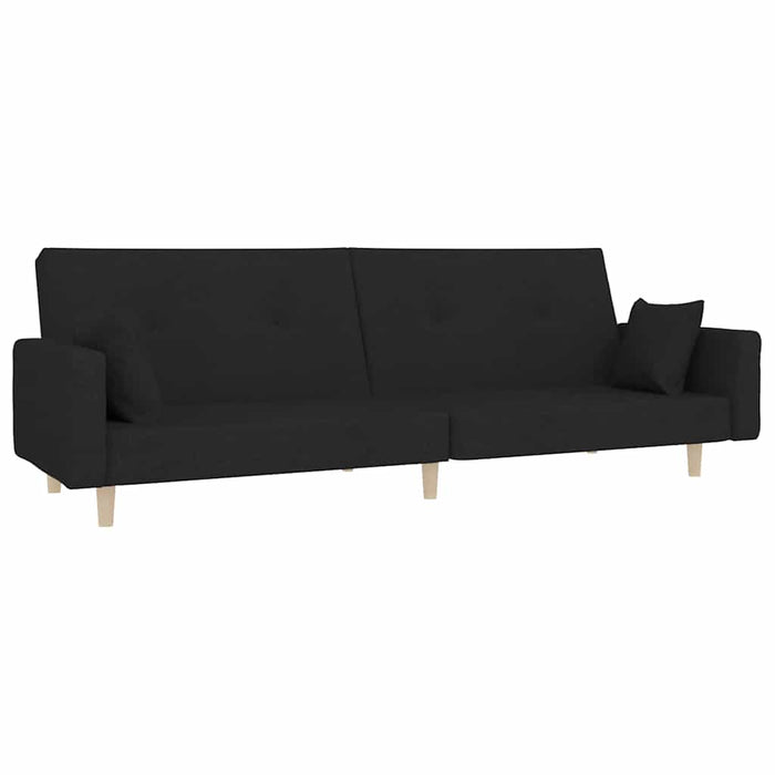Canapea extensibilă cu 2 locuri, 2 perne, negru, textil WALTI