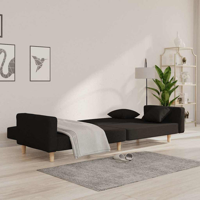 Canapea extensibilă cu 2 locuri, 2 perne, negru, textil WALTI