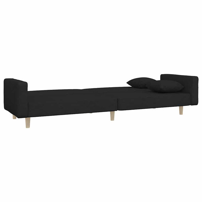Canapea extensibilă cu 2 locuri, 2 perne, negru, textil WALTI