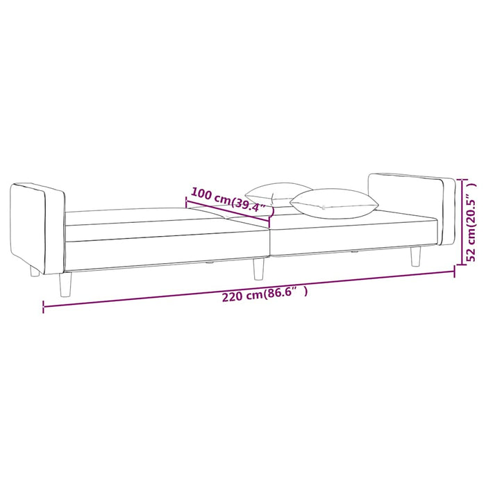 Canapea extensibilă cu 2 locuri, 2 perne, negru, textil WALTI