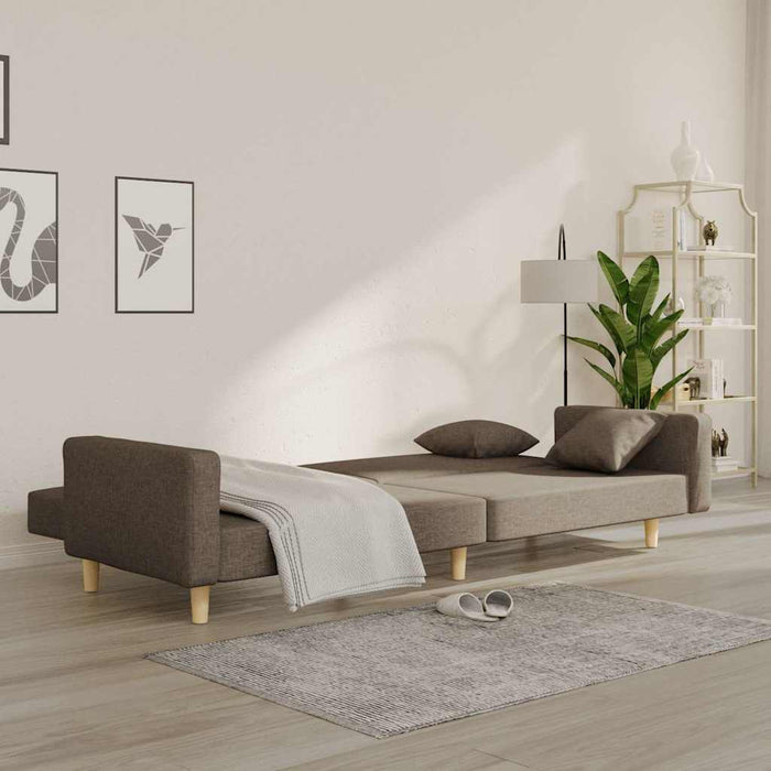 Canapea extensibilă cu 2 locuri, 2 perne, gri taupe, textil WALTI