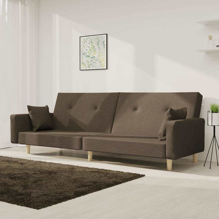 Canapea extensibilă cu 2 locuri, 2 perne, gri taupe, textil WALTI