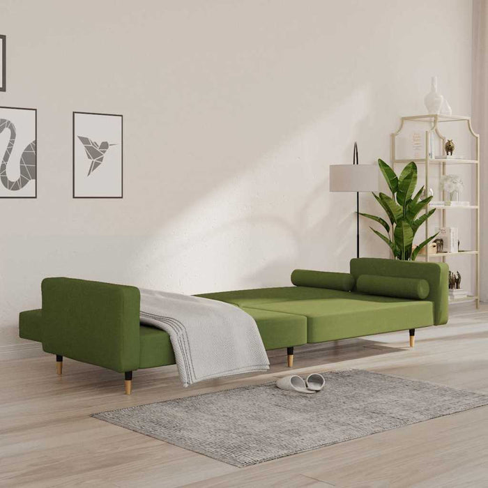 Canapea extensibilă cu 2 locuri, 2 perne, verde deschis catifea WALTI