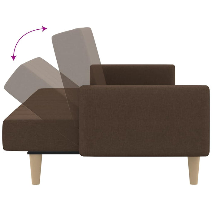 Canapea extensibilă cu 2 locuri, maro, material textil WALTI