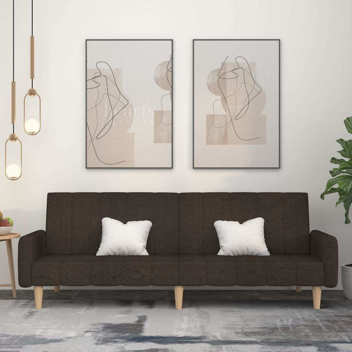 Canapea extensibilă cu 2 locuri, maro, material textil WALTI