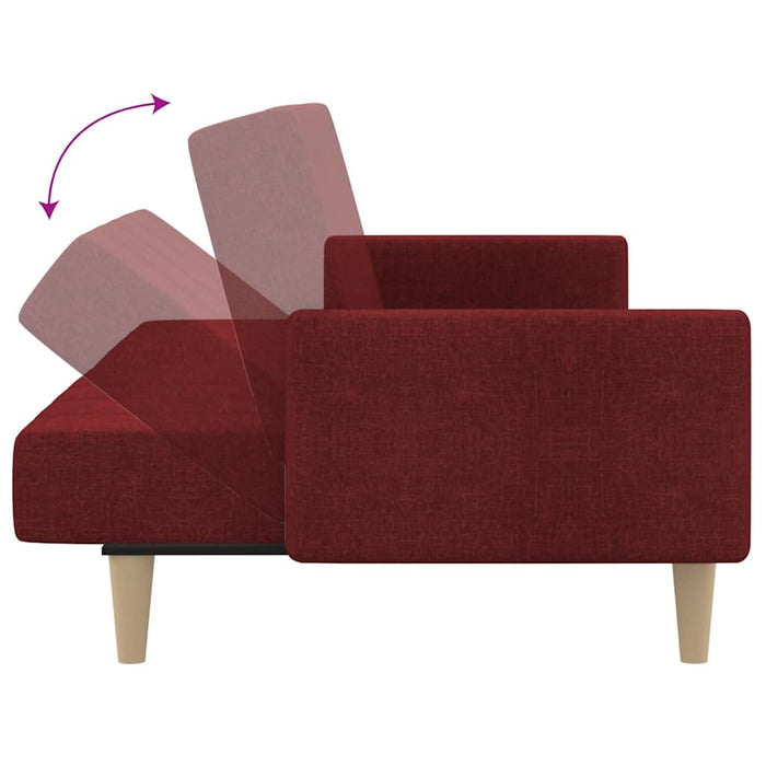 Canapea extensibilă cu 2 locuri, roșu vin, material textil WALTI