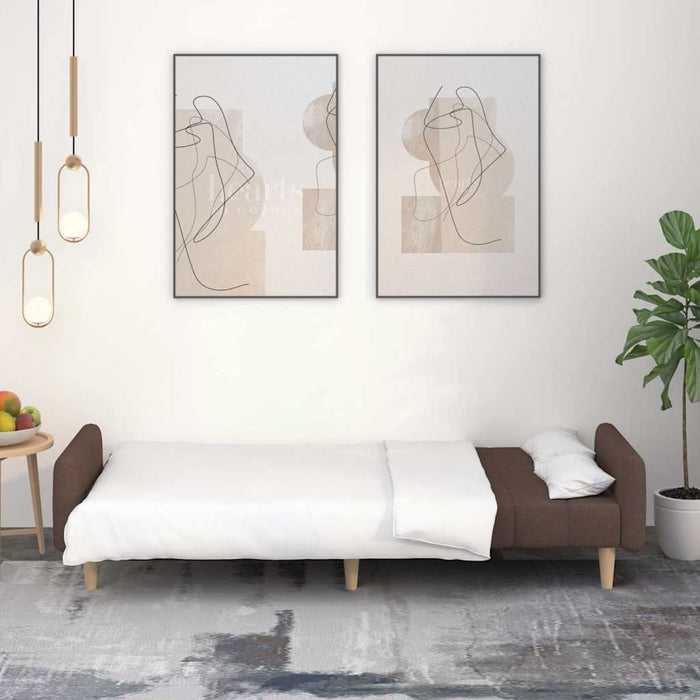 Canapea extensibilă cu 2 locuri, gri taupe, material textil WALTI