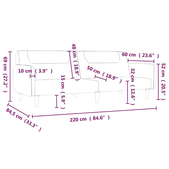 Canapea extensibilă cu 2 locuri, albastru, material textil WALTI