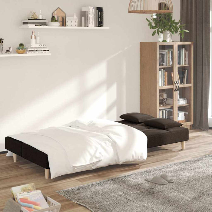 Canapea extensibilă cu 2 locuri, 2 perne, maro închis, textil WALTI
