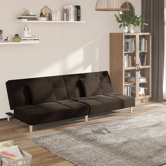 Canapea extensibilă cu 2 locuri, 2 perne, maro închis, textil WALTI