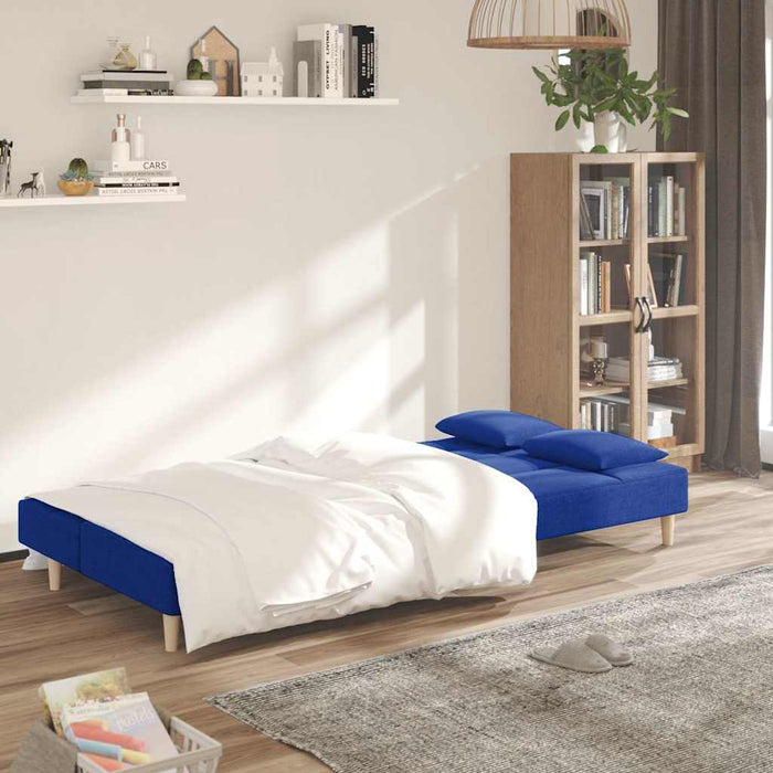 Canapea extensibilă cu 2 locuri, 2 perne, albastru, textil WALTI