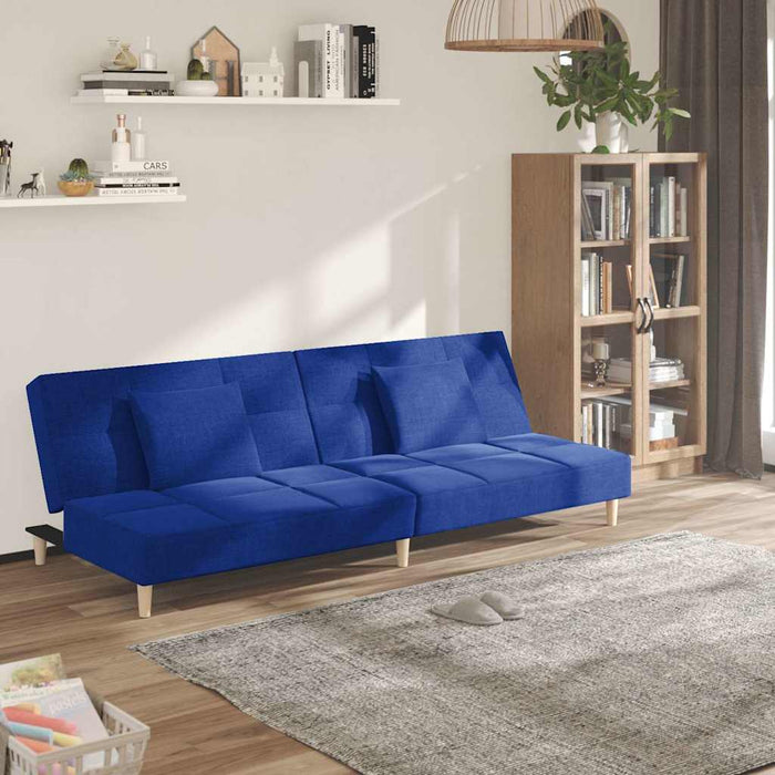 Canapea extensibilă cu 2 locuri, 2 perne, albastru, textil WALTI