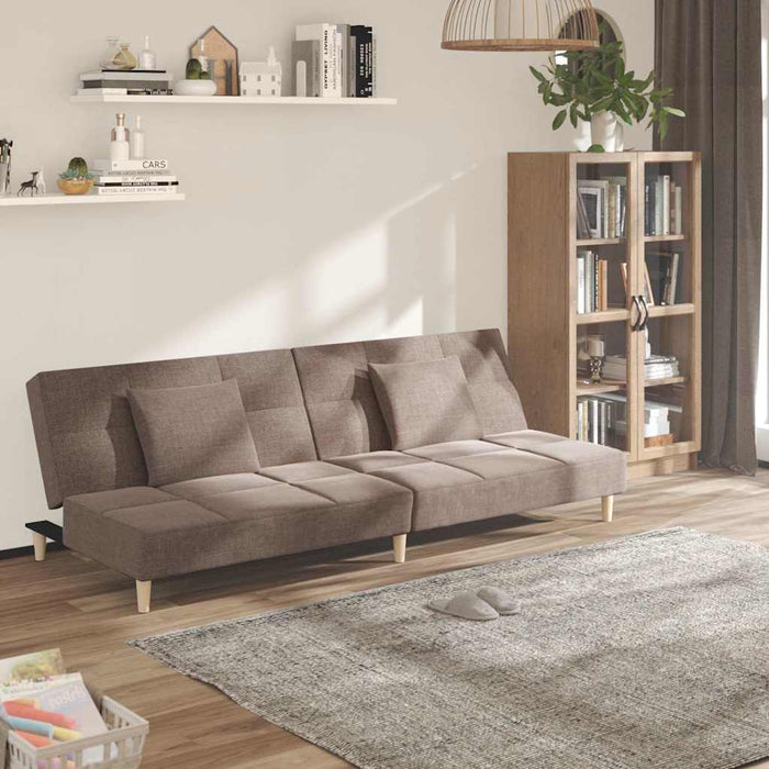 Canapea cu 2 locuri, cu 2 perne, gri taupe, material textil WALTI