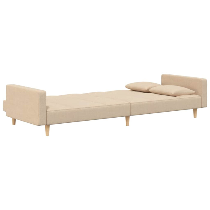 Canapea extensibilă cu 2 locuri, 2 perne, crem, textil WALTI