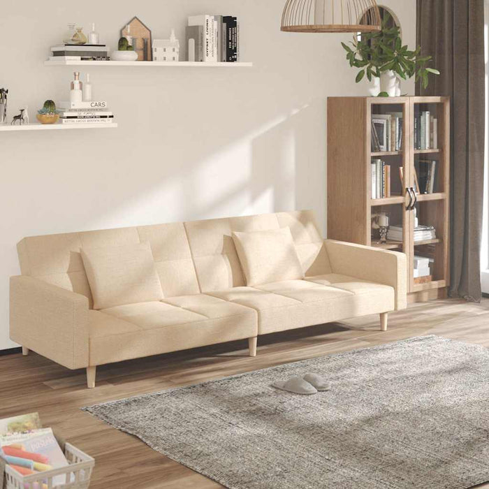 Canapea extensibilă cu 2 locuri, 2 perne, crem, textil WALTI