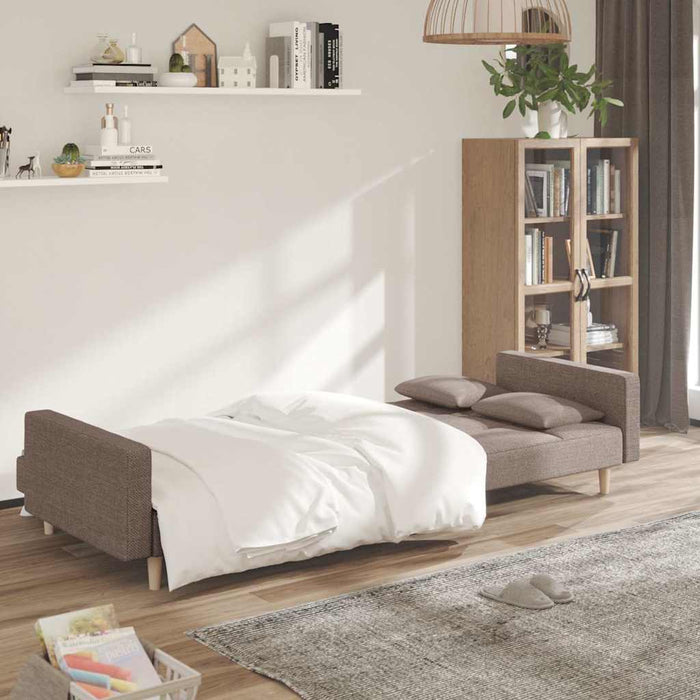 Canapea extensibilă cu 2 locuri, 2 perne, gri taupe, textil WALTI