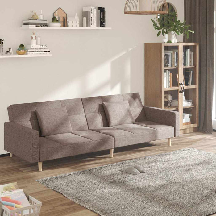 Canapea extensibilă cu 2 locuri, 2 perne, gri taupe, textil WALTI