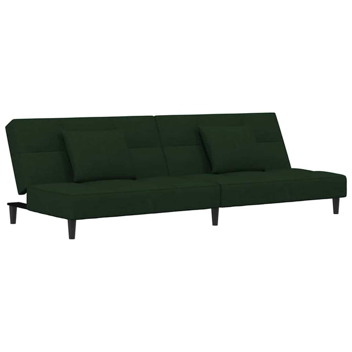 Canapea extensibilă cu 2 locuri, 2 perne, verde închis, catifea WALTI