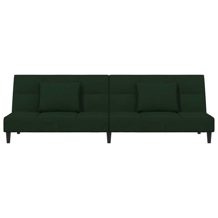 Canapea extensibilă cu 2 locuri, 2 perne, verde închis, catifea WALTI