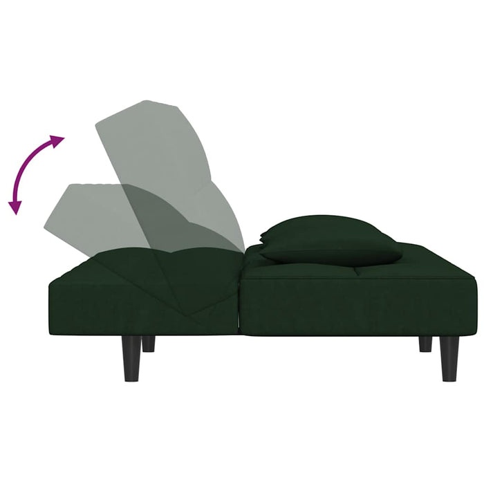 Canapea extensibilă cu 2 locuri, 2 perne, verde închis, catifea WALTI