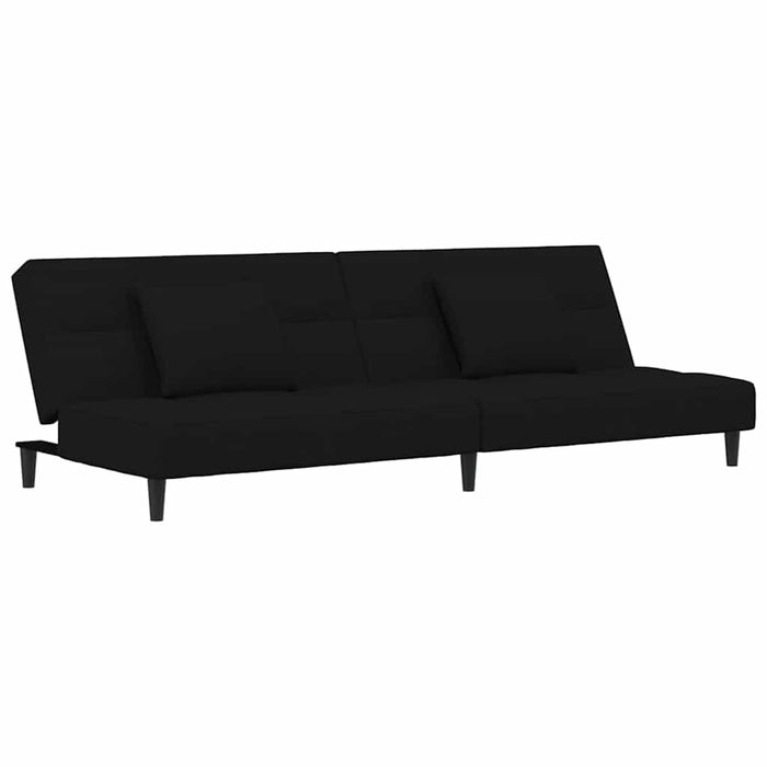 Canapea extensibilă cu 2 locuri, 2 perne, negru, catifea WALTI