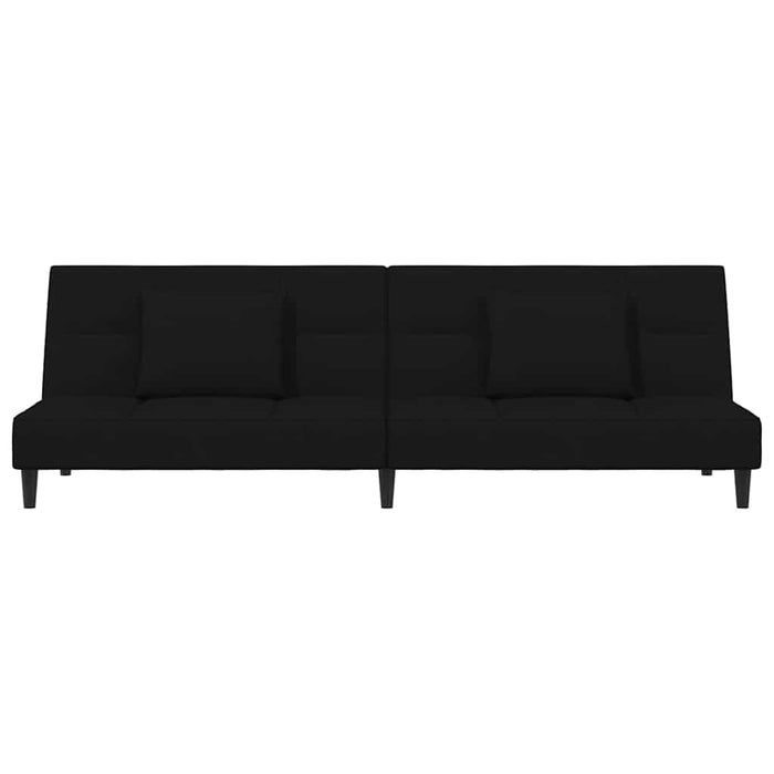 Canapea extensibilă cu 2 locuri, 2 perne, negru, catifea WALTI