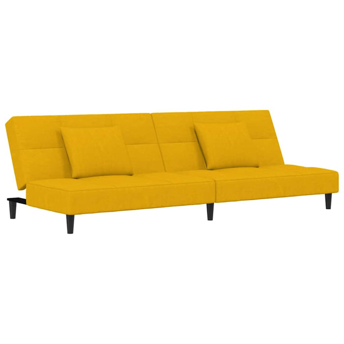 Canapea extensibilă cu 2 locuri, 2 perne, galben, catifea WALTI