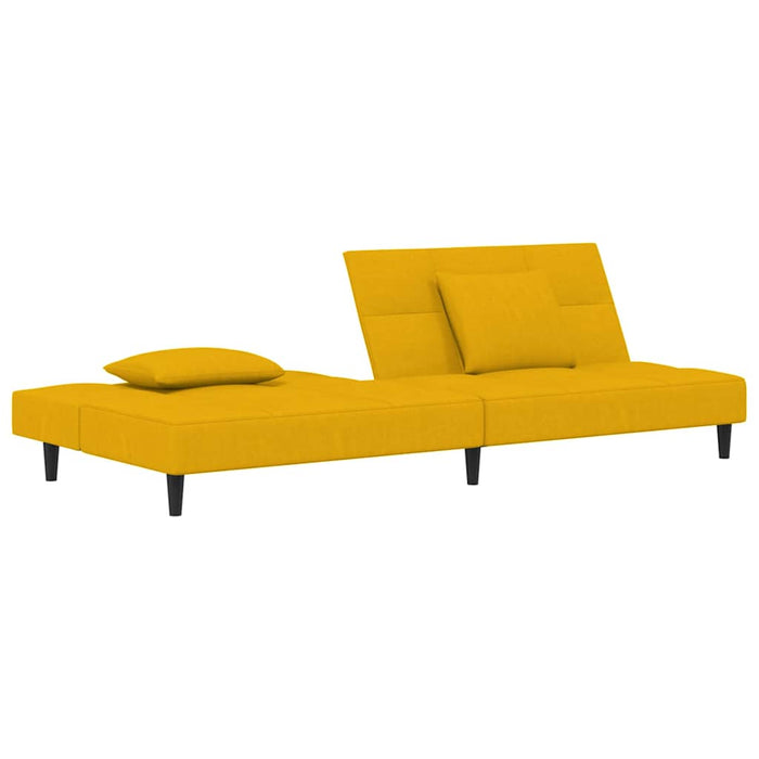 Canapea extensibilă cu 2 locuri, 2 perne, galben, catifea WALTI