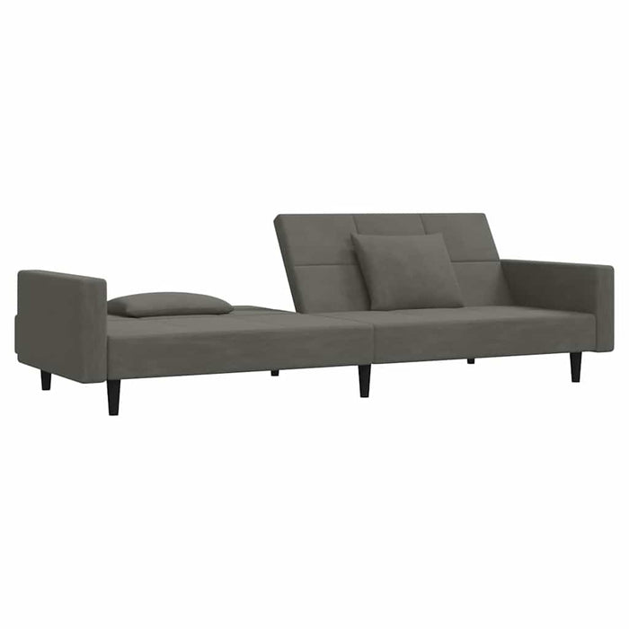 Canapea extensibilă cu 2 locuri, 2 perne, gri închis, catifea WALTI