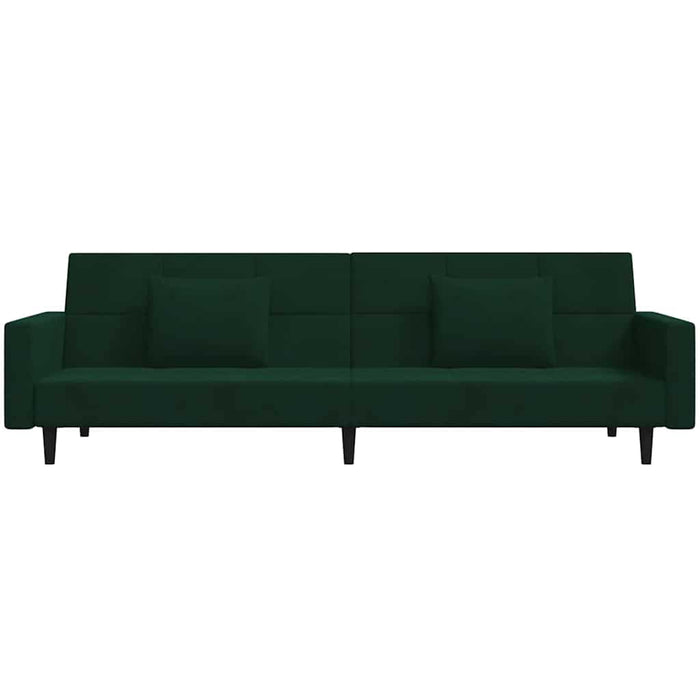 Canapea extensibilă cu 2 locuri, 2 perne, verde închis, catifea WALTI