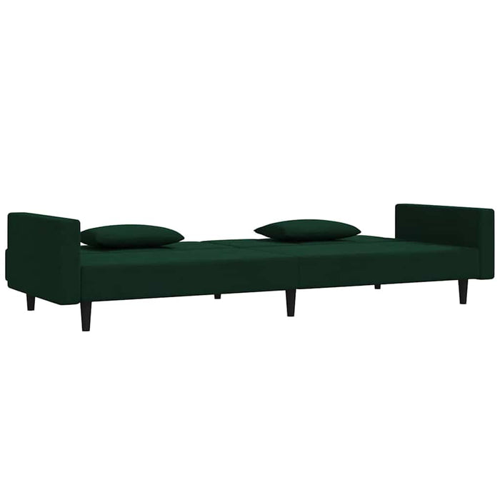 Canapea extensibilă cu 2 locuri, 2 perne, verde închis, catifea WALTI